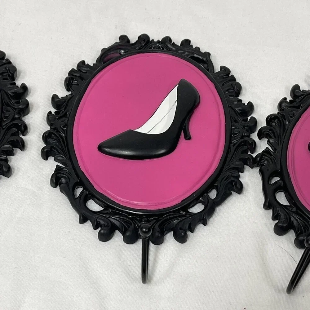 Boutique Wall Hooks Hangers Set of 3 Dress Shoes Heels Coat Home Decor Black Pin